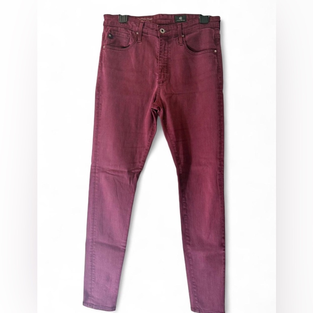 AG Women's The Farrah High Rise Skinny Ankle Jeans Pants Burgundy Size 29